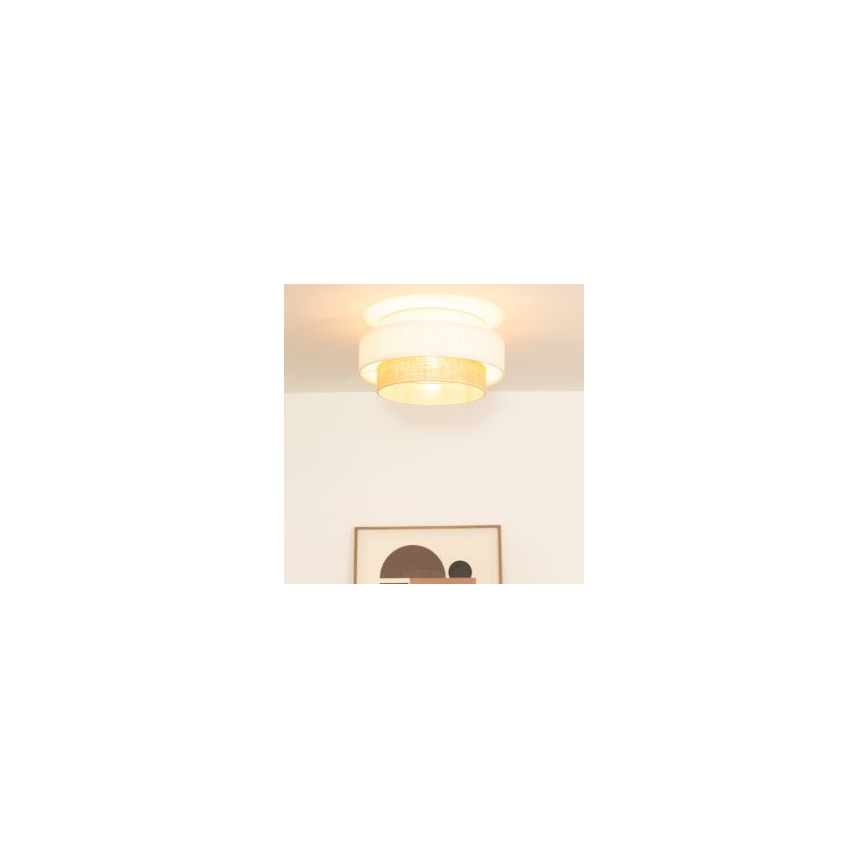 Plafondlamp BOHO 1xE27/60W/230V Ø 40 cm wit/jute