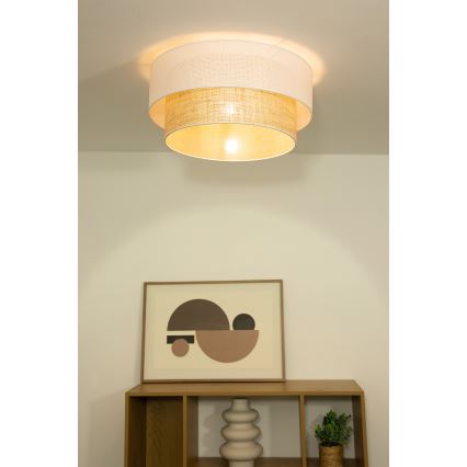 Plafondlamp BORHO 1xE27/60W/230V Ø 40 cm wit/jute
