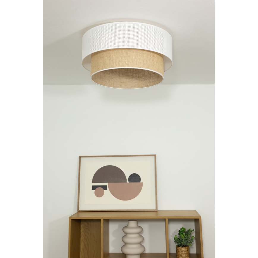 Plafondlamp BORHO 1xE27/60W/230V Ø 40 cm wit/jute