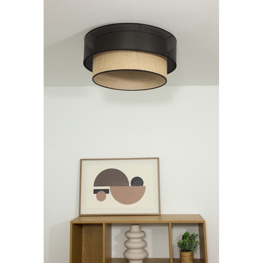 Plafondlamp BORHO 1xE27/60W/230V Ø 40 cm zwart/jute