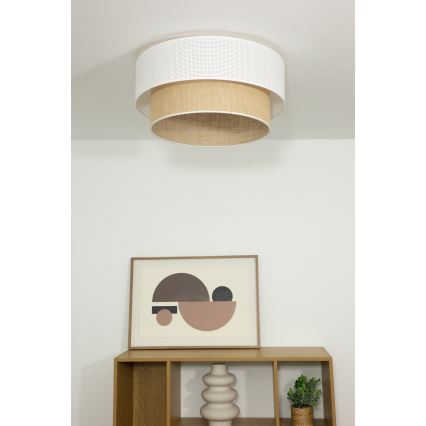 Plafondlamp BORHO 1xE27/60W/230V Ø 50 cm wit/jute