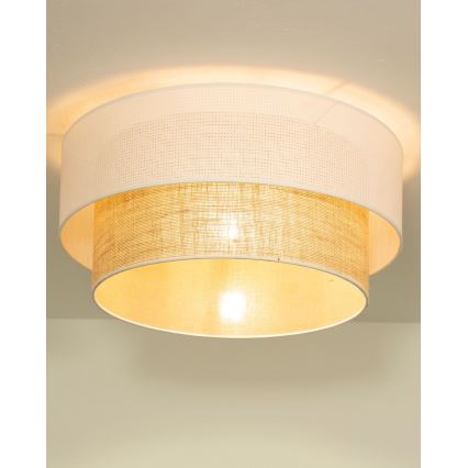Plafondlamp BORHO 1xE27/60W/230V Ø 50 cm wit/jute