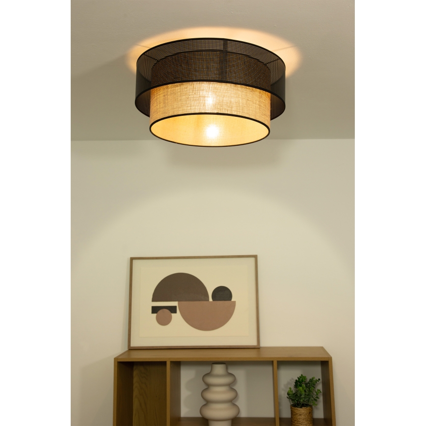 Plafondlamp BORHO 1xE27/60W/230V Ø 50 cm zwart/jute