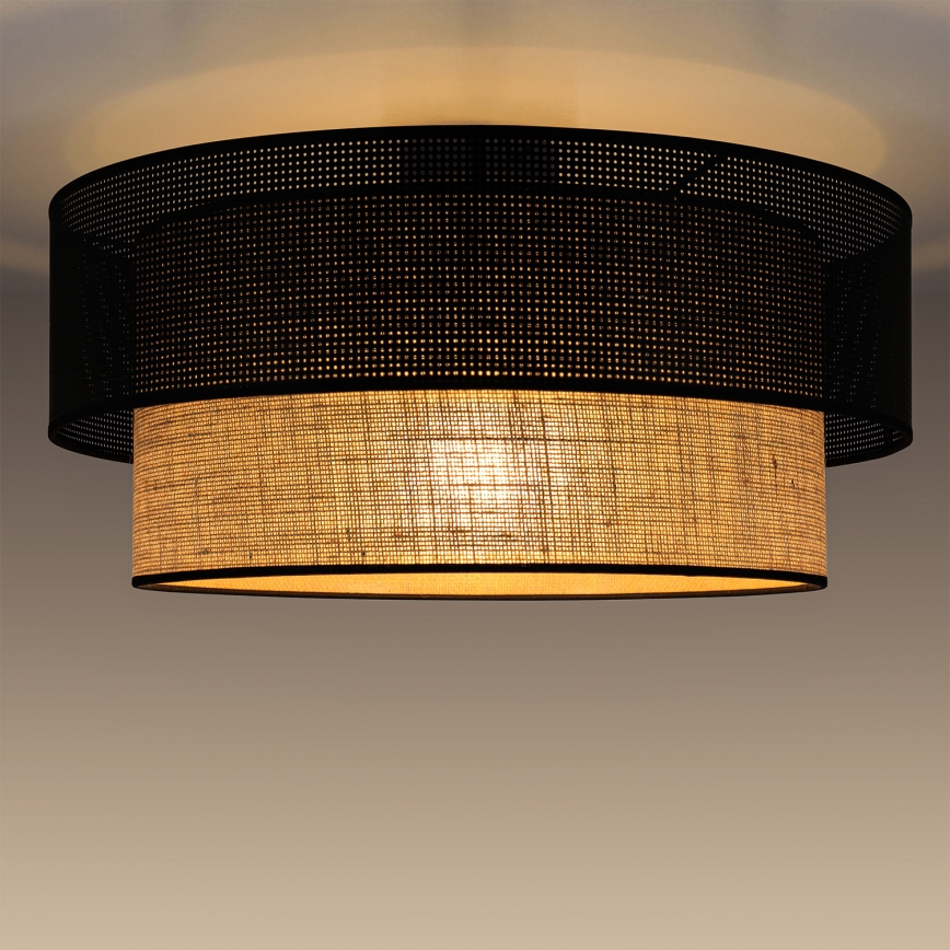 Plafondlamp BORHO 1xE27/60W/230V Ø 50 cm zwart/jute