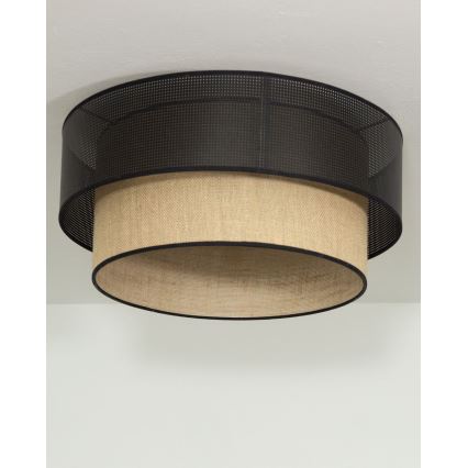 Plafondlamp BORHO 1xE27/60W/230V Ø 50 cm zwart/jute