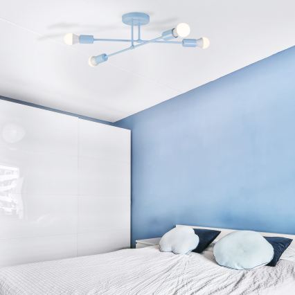 Plafondlamp CAMBRIDGE 4xE27/15W/230V blauw