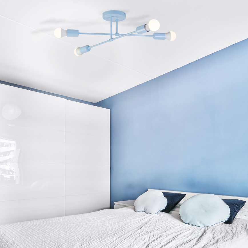 Plafondlamp CAMBRIDGE 4xE27/15W/230V blauw