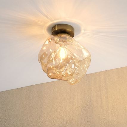 Plafondlamp CRISTAL 1xE14/15W/230V messing/gerookt beige