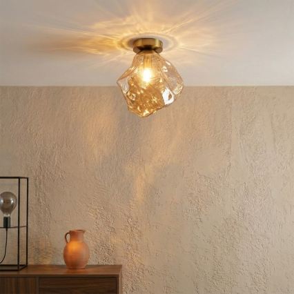 Plafondlamp CRISTAL 1xE14/15W/230V messing/gerookt beige
