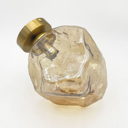 Plafondlamp CRISTAL 1xE14/15W/230V messing/gerookt beige