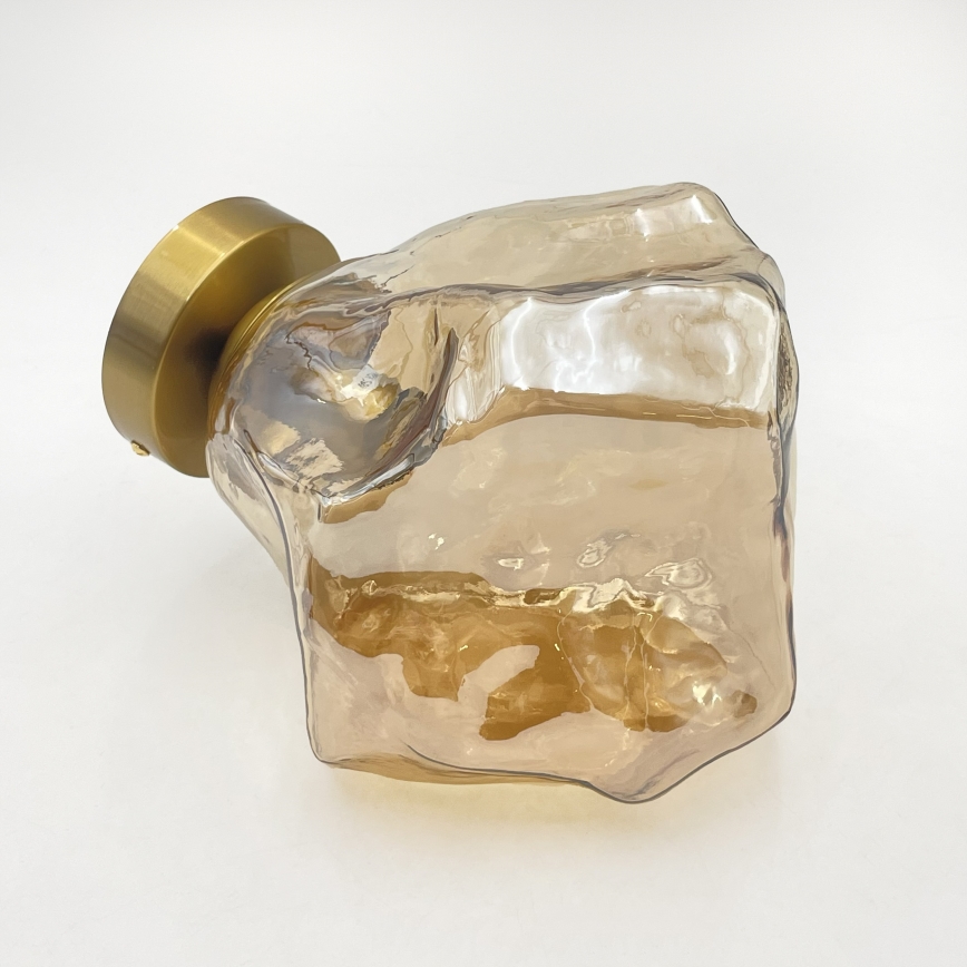 Plafondlamp CRISTAL 1xE14/15W/230V messing/gerookt beige