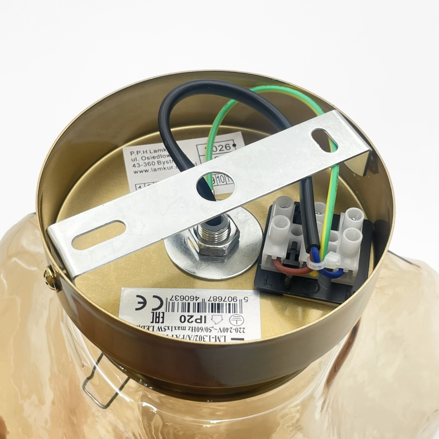 Plafondlamp CRISTAL 1xE14/15W/230V messing/gerookt beige