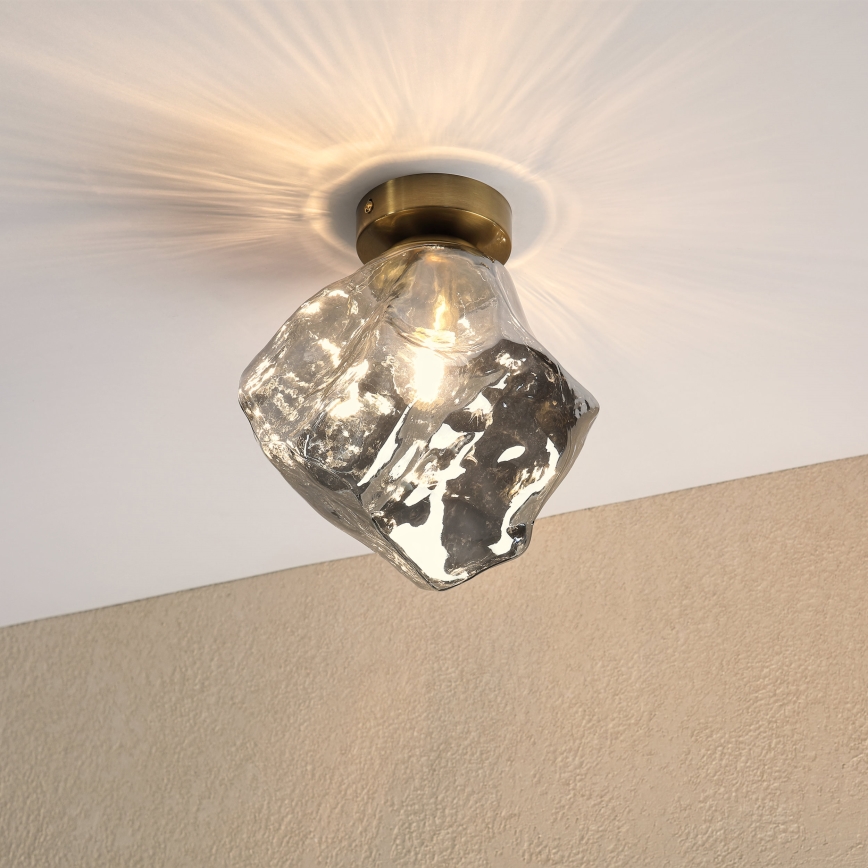 Plafondlamp CRISTAL 1xE14/15W/230V messing/rookzwart