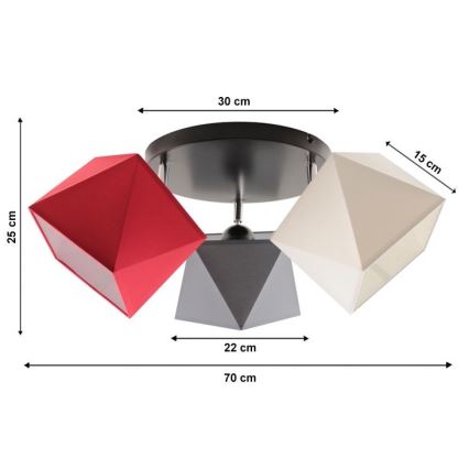 Plafondlamp DIAMENT 3xE27/60W/230V