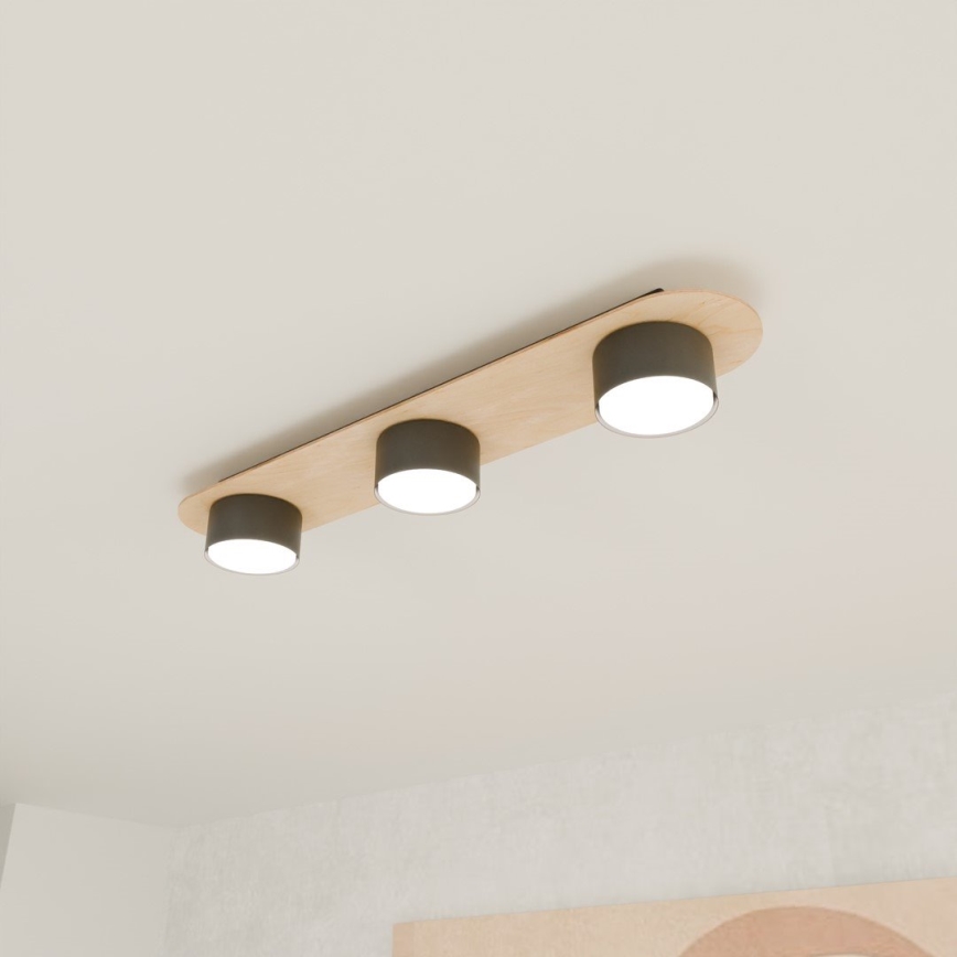 Plafondlamp DIAZ 3xGX53/12W/230V zwart/bruin