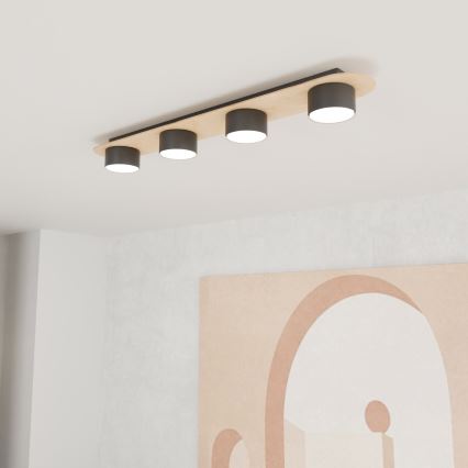 Plafondlamp DIAZ 4xGX53/12W/230V zwart/bruin
