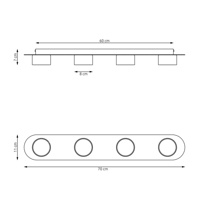 Plafondlamp DIAZ 4xGX53/12W/230V zwart