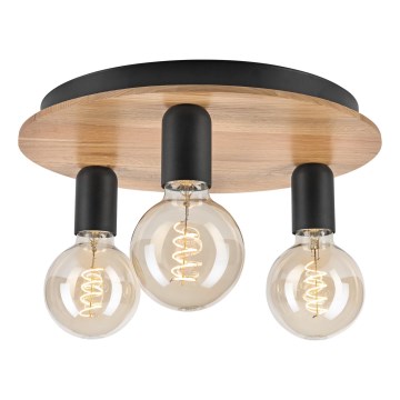 Plafondlamp DUSTY 3xE27/15W/230V diameter 34 cm eiken/zwart