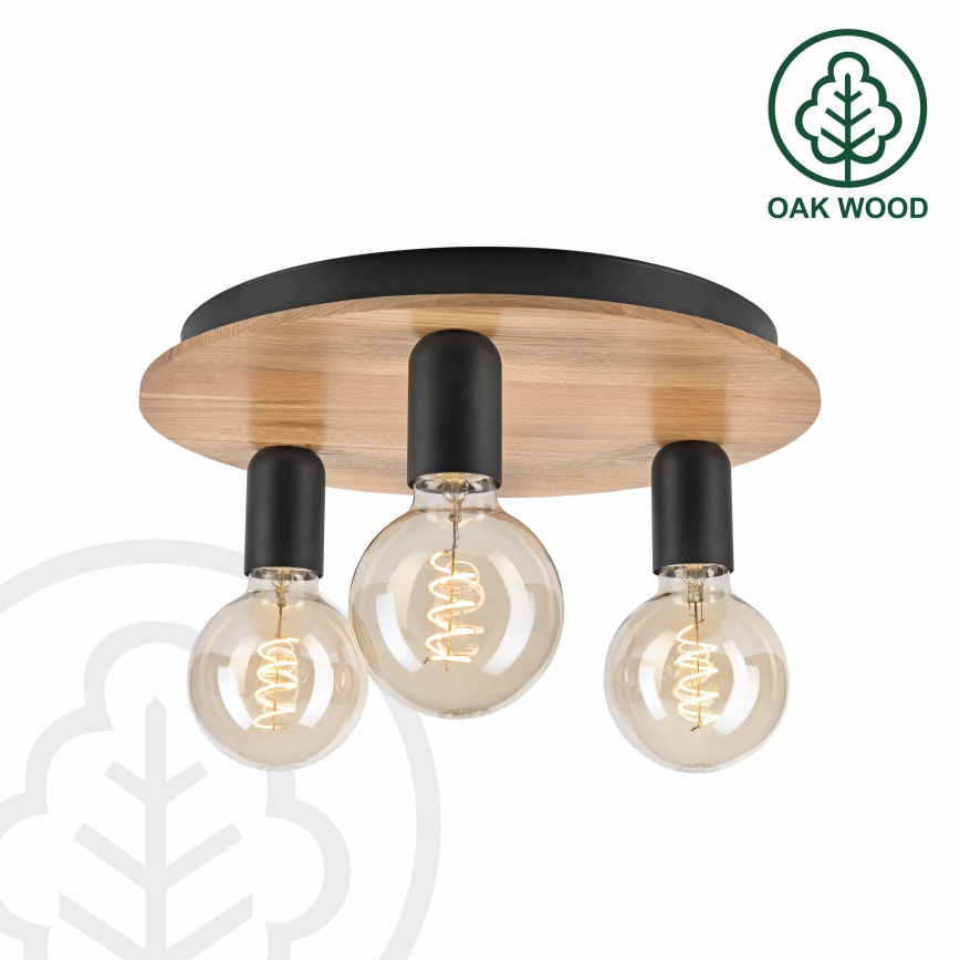 Plafondlamp DUSTY 3xE27/15W/230V diameter 34 cm eiken/zwart