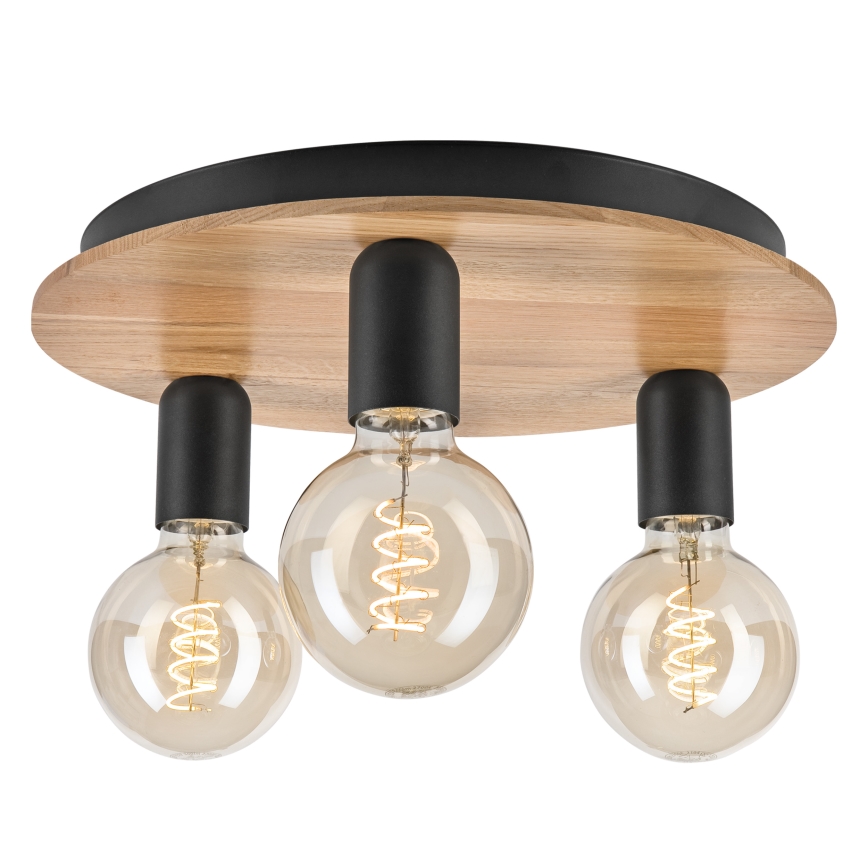 Plafondlamp DUSTY 3xE27/15W/230V diameter 34 cm eiken/zwart