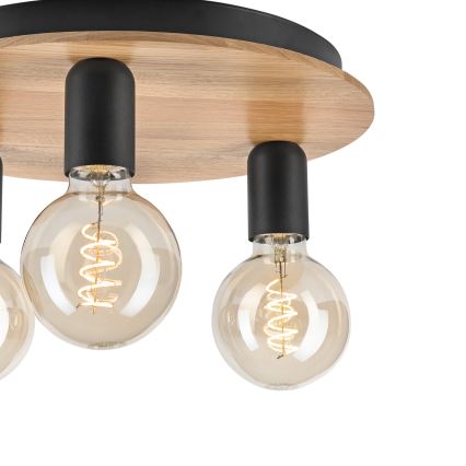 Plafondlamp DUSTY 3xE27/15W/230V diameter 34 cm eiken/zwart