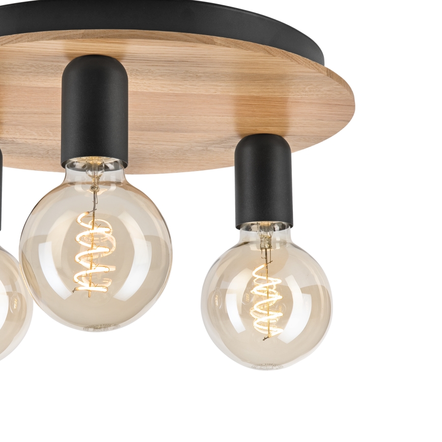 Plafondlamp DUSTY 3xE27/15W/230V diameter 34 cm eiken/zwart
