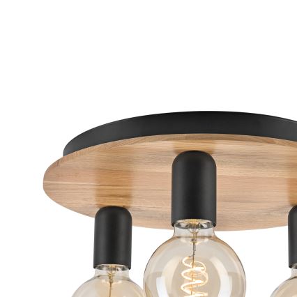 Plafondlamp DUSTY 3xE27/15W/230V diameter 34 cm eiken/zwart