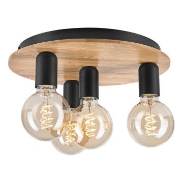 Plafondlamp DUSTY 4xE27/15W/230V diameter 34 cm eiken/zwart