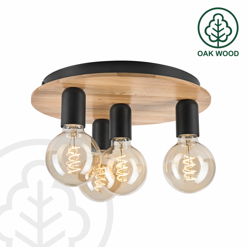 Plafondlamp DUSTY 4xE27/15W/230V diameter 34 cm eiken/zwart