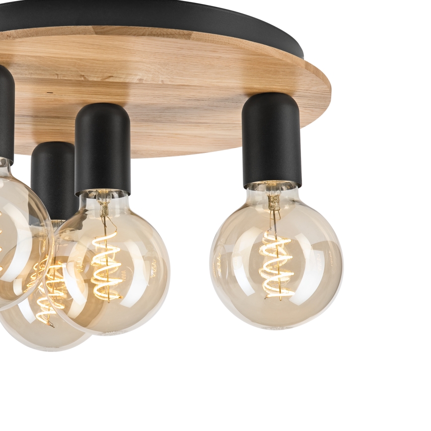 Plafondlamp DUSTY 4xE27/15W/230V diameter 34 cm eiken/zwart