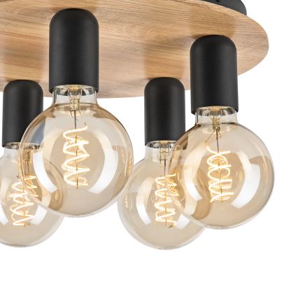 Plafondlamp DUSTY 5xE27/15W/230V diameter 34 cm eiken/zwart
