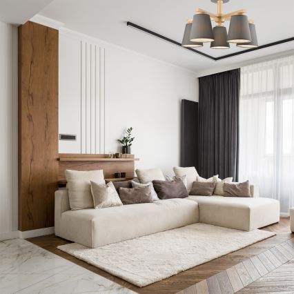 Opbouwlamp ELLIE 5xE27/60W/230V grijs/beuk