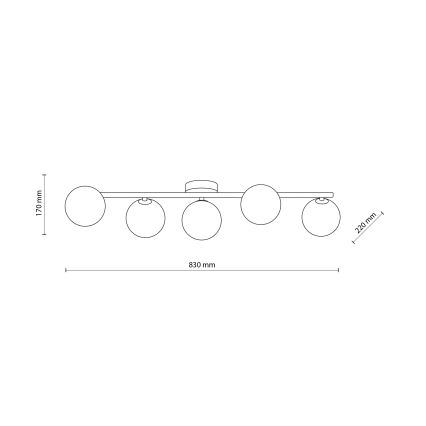 Plafondlamp ELYON 5xG9/40W/230V wit/grenen