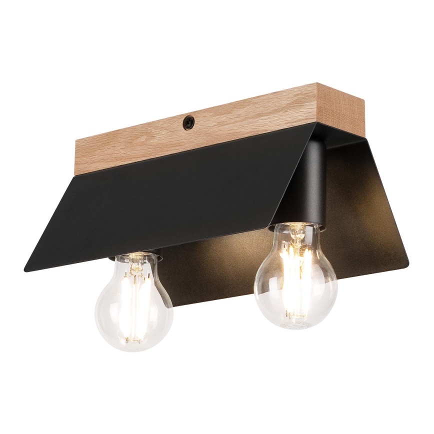Plafondlamp ESME 2xE27/15W/230V zwart/eiken