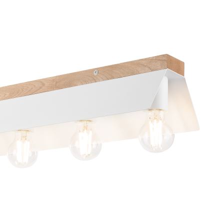 Plafondlamp ESME 5xE27/15W/230V wit/eiken