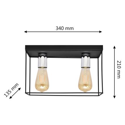 Plafondlamp FINN 2xE27/15W/230V zwart/chroom