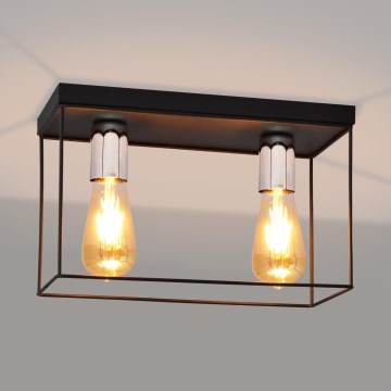 Plafondlamp FINN 2xE27/15W/230V zwart/glanzend chroom