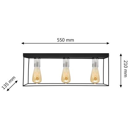 Plafondlamp FINN 3xE27/15W/230V zwart/chroom