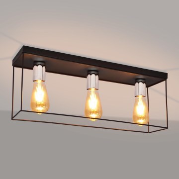 Plafondlamp FINN 3xE27/15W/230V zwart/glanzend chroom