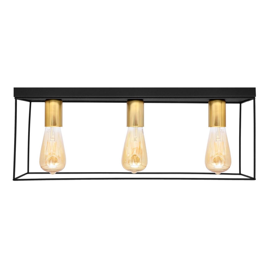 Plafondlamp FINN 3xE27/15W/230V zwart/goud