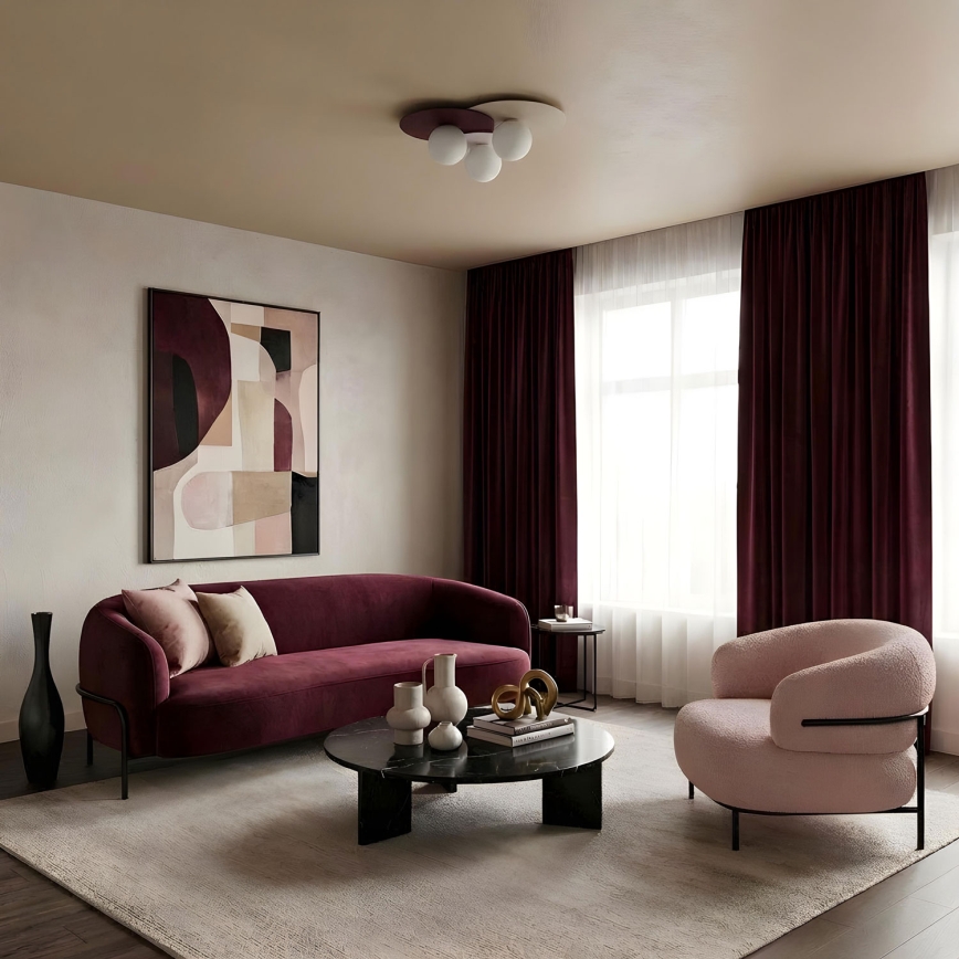 Plafondlamp FLAT 3xE27/15W/230V 55x60 cm beige/crème/bordeaux