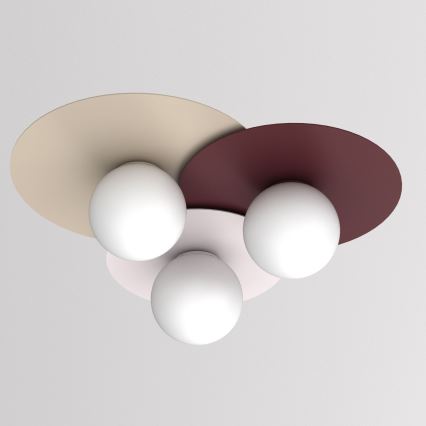 Plafondlamp FLAT 3xE27/15W/230V 55x60 cm beige/crème/bordeaux