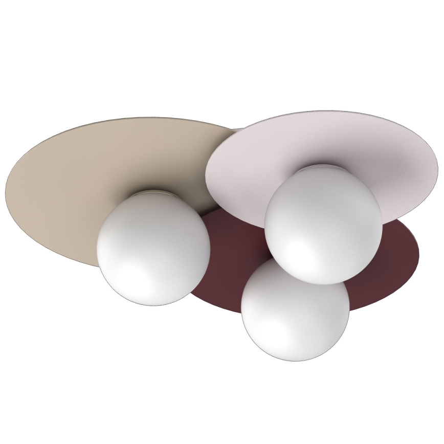 Plafondlamp FLAT 3xE27/15W/230V 55x60 cm beige/crème/bordeaux