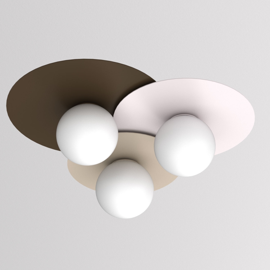 Plafondlamp FLAT 3xE27/15W/230V 55x60 cm beige/crème/bruin