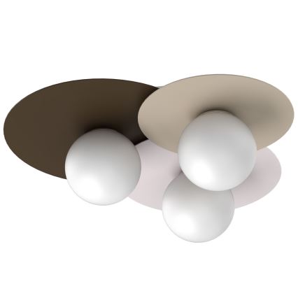 Plafondlamp FLAT 3xE27/15W/230V 55x60 cm beige/crème/bruin