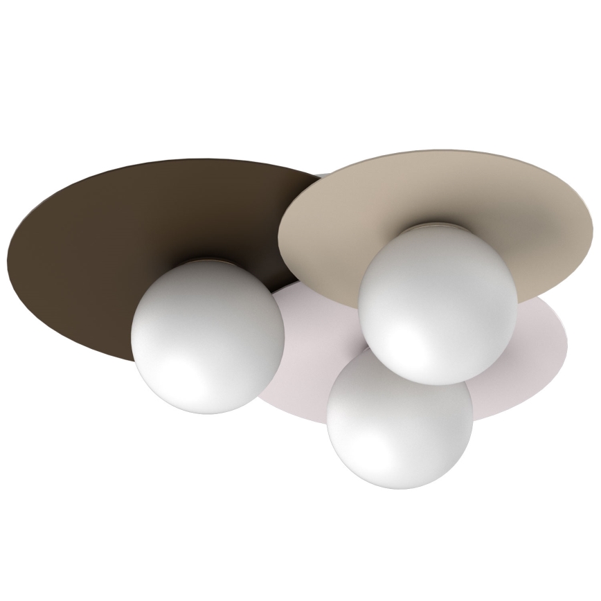 Plafondlamp FLAT 3xE27/15W/230V 55x60 cm beige/crème/bruin