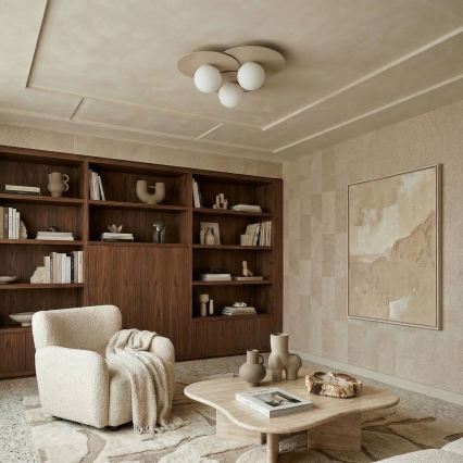 Plafondlamp FLAT 3xE27/15W/230V 55x60 cm beige
