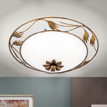 Plafondlamp FLEUR 2xE27/60W/230V diameter 40 cm brons
