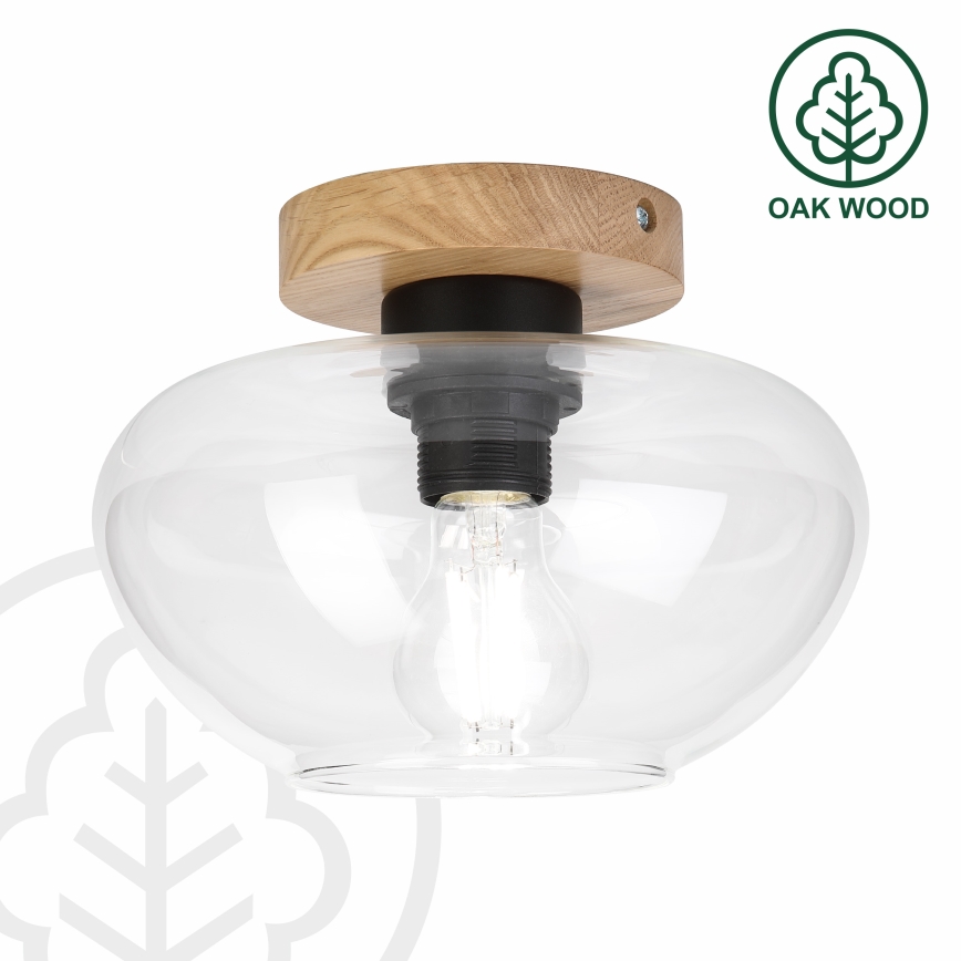 Plafondlamp FLO WOOD 1xE27/15W/230V eiken/helder Ø 22 cm