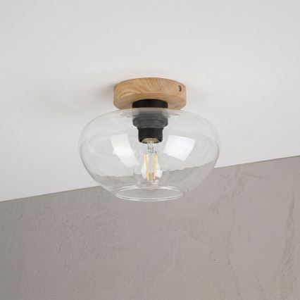 Plafondlamp FLO WOOD 1xE27/15W/230V eiken/helder Ø 22 cm